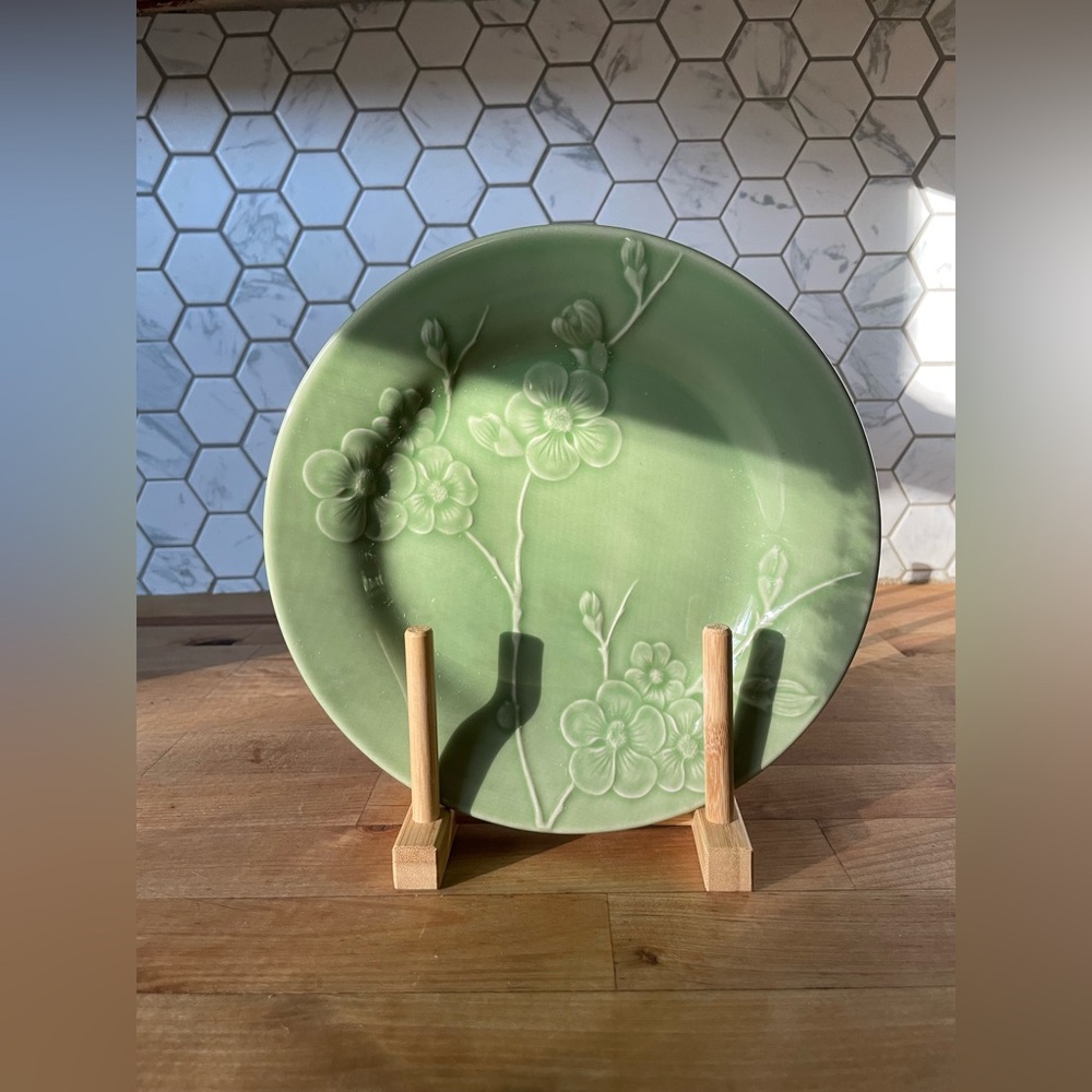 Green Floral Plate